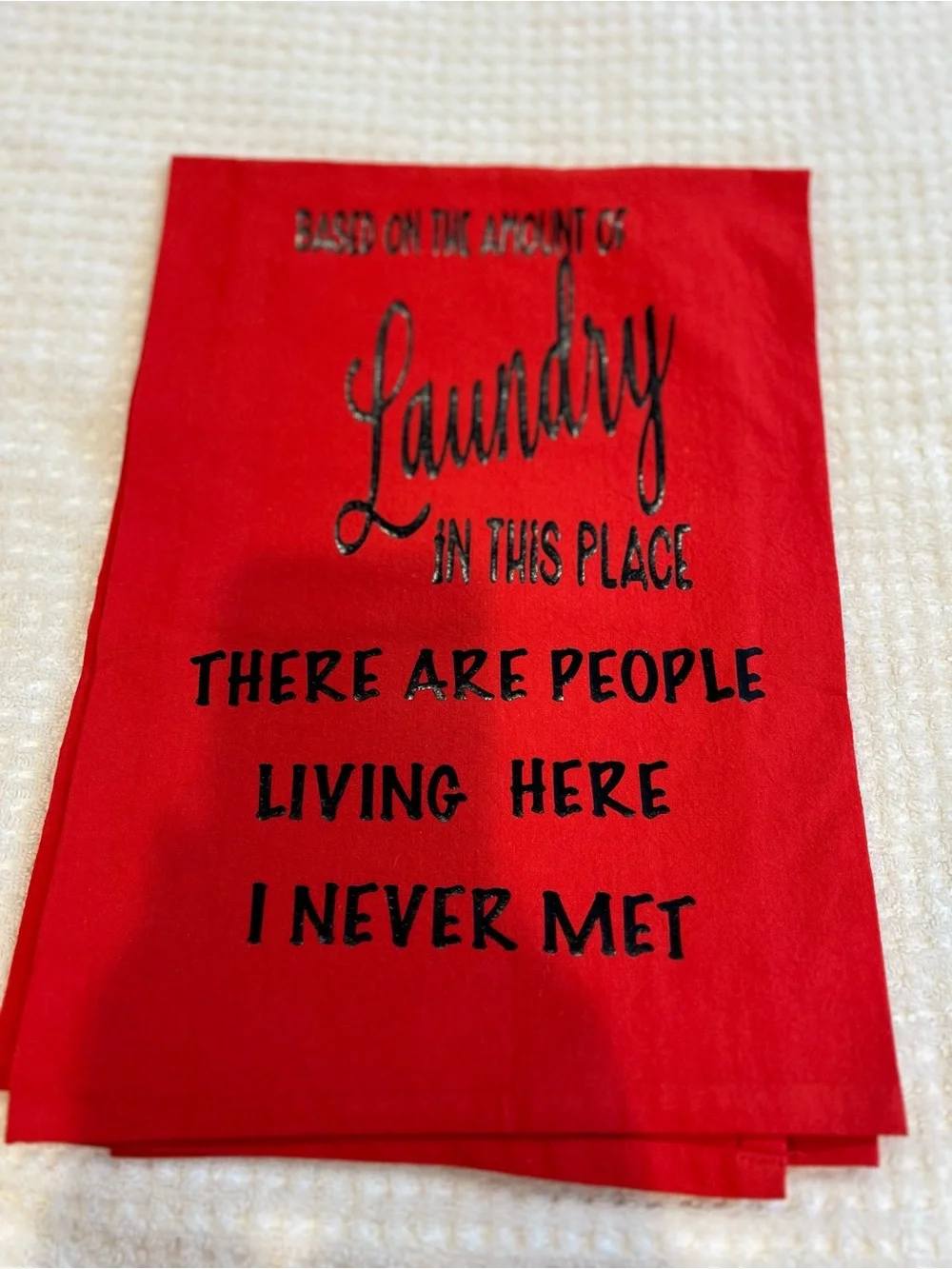 Red Laundry Decorative Kitchen Towel - Humorous Print